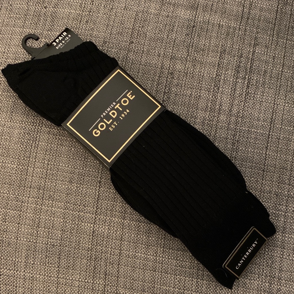 Men’s NWT Gold Toe Canterbury Crew Black Dress Socks